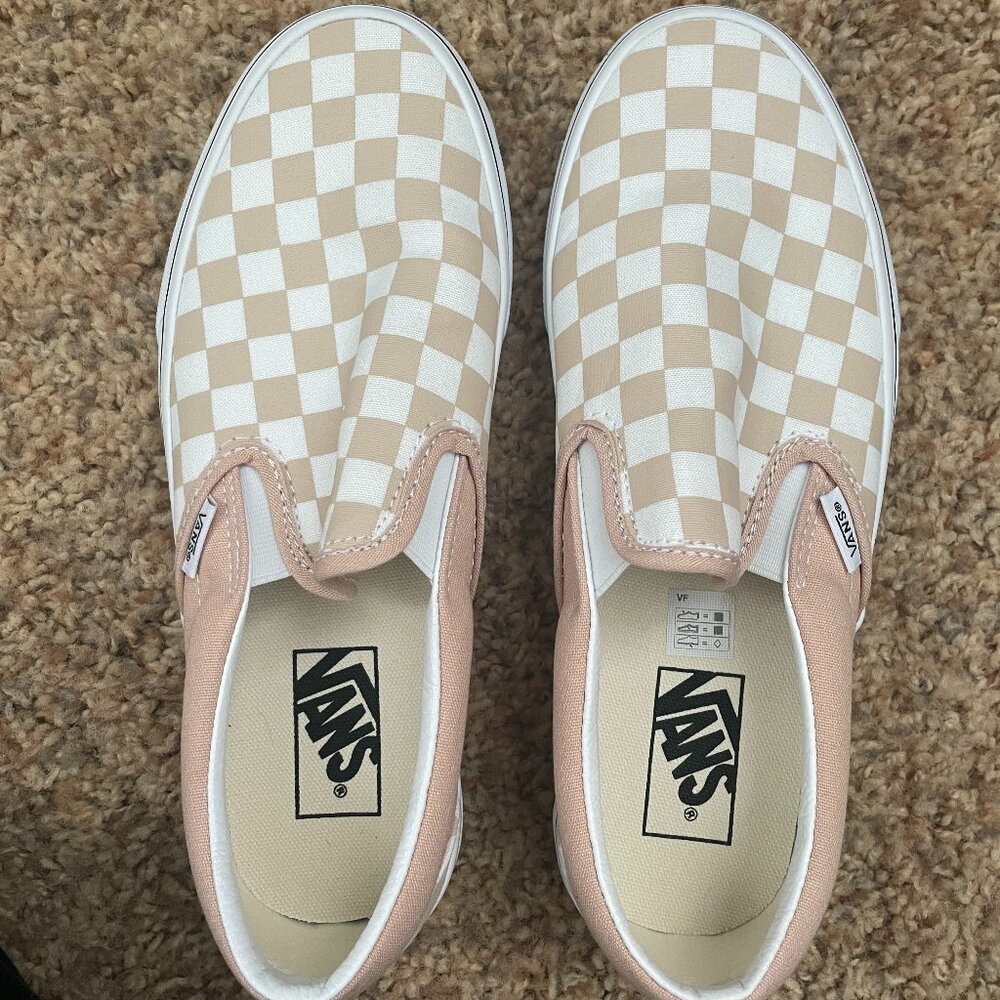 VANS Checkerboard Classic Womens Slip-On Shoes in French Oak
